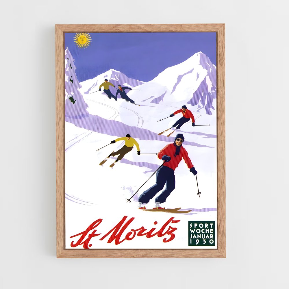 Poster Ski à St Moritz – affiche Jeux Olympiques (vue 4)